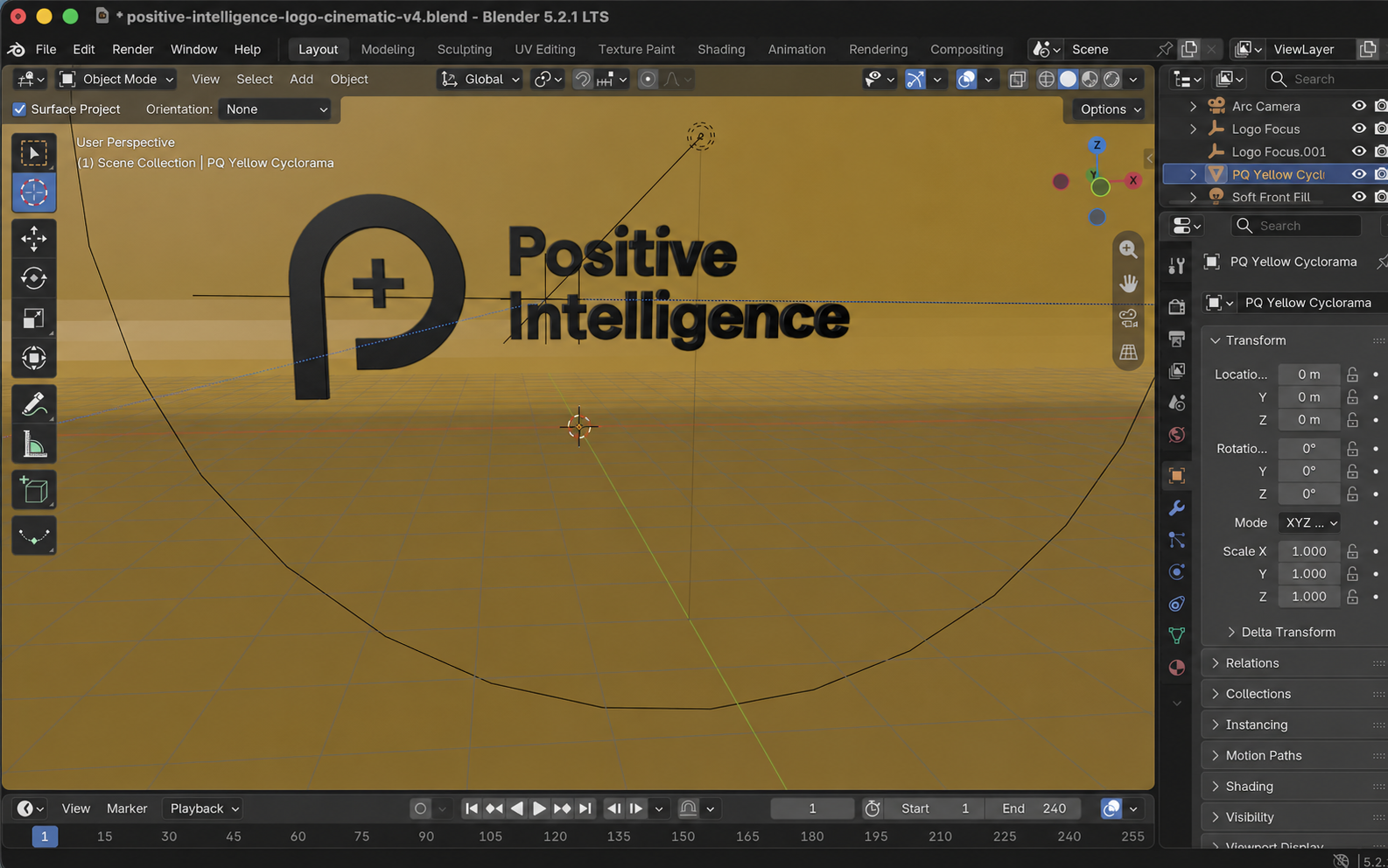 The generated scene open for editing in Blender
